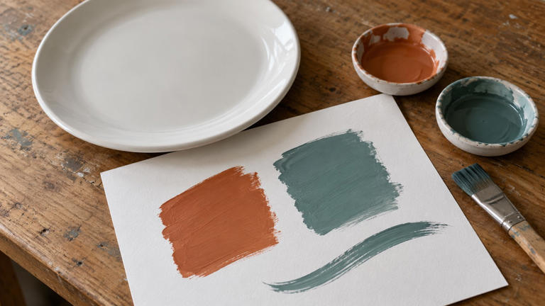 How does a small color palette bring a plate wall together?