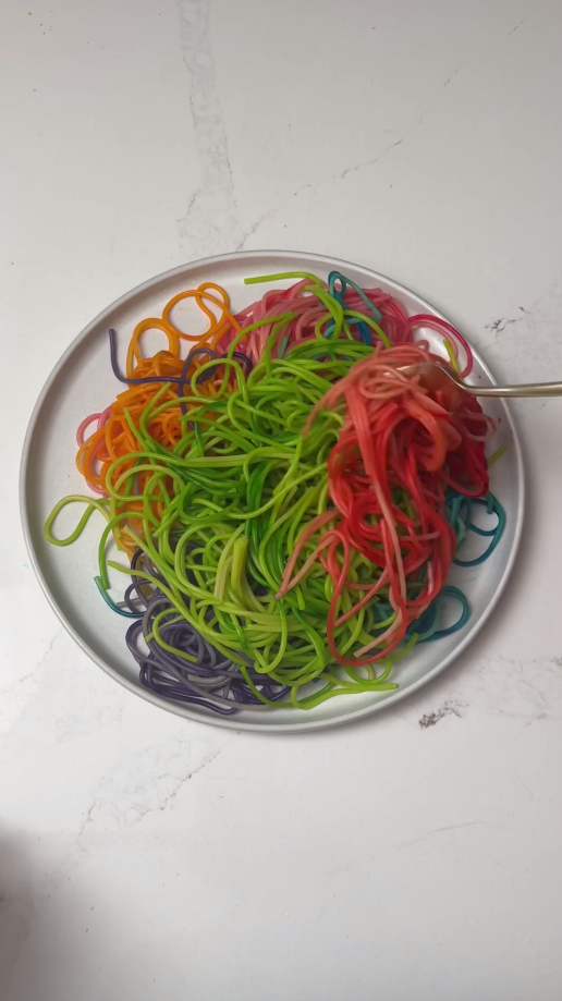 Make mealtime more fun with easy rainbow spaghetti