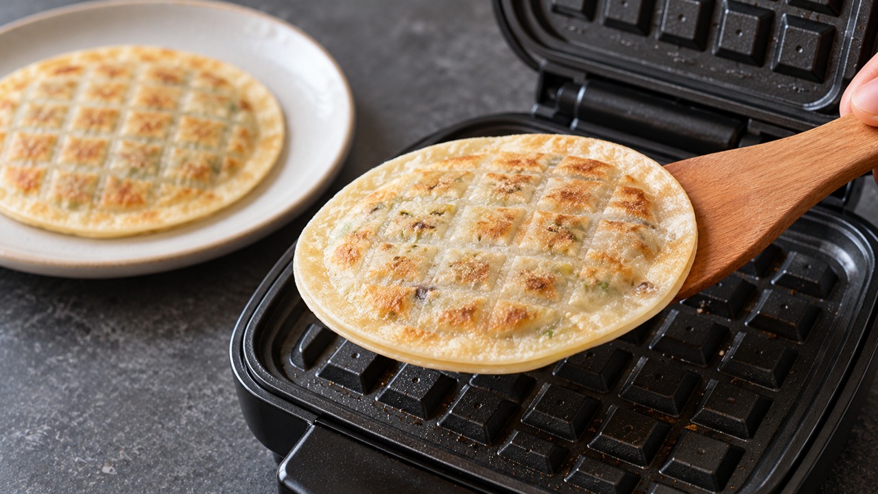 How to make crisp dumpling parcels in a waffle maker