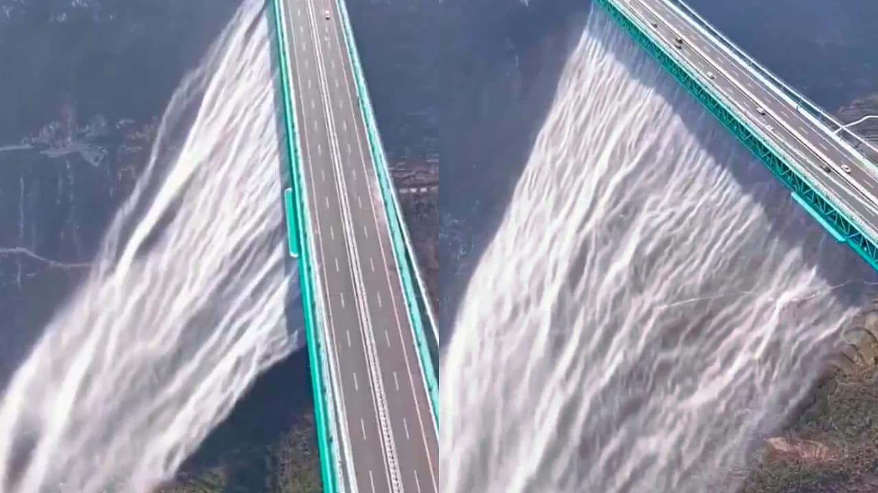 Watch: China turns world's highest bridge into a spectacular river in ...