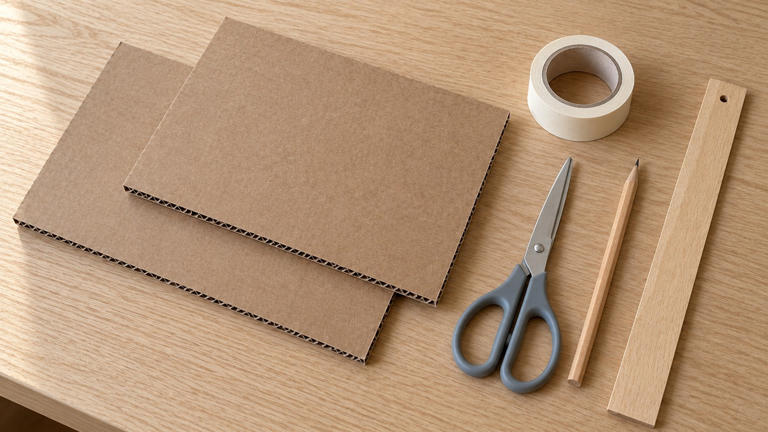 Turn cardboard scraps into dividers for a tidier desk drawer