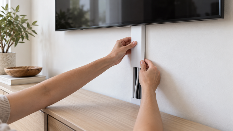 How to hide cords behind a wall mounted TV