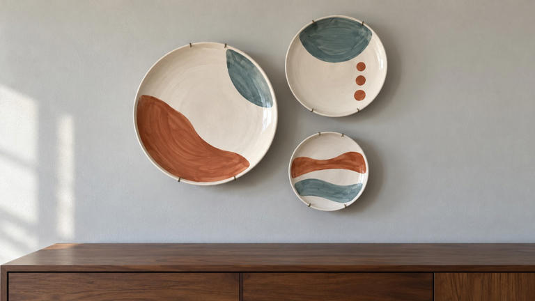 How does a small color palette bring a plate wall together?