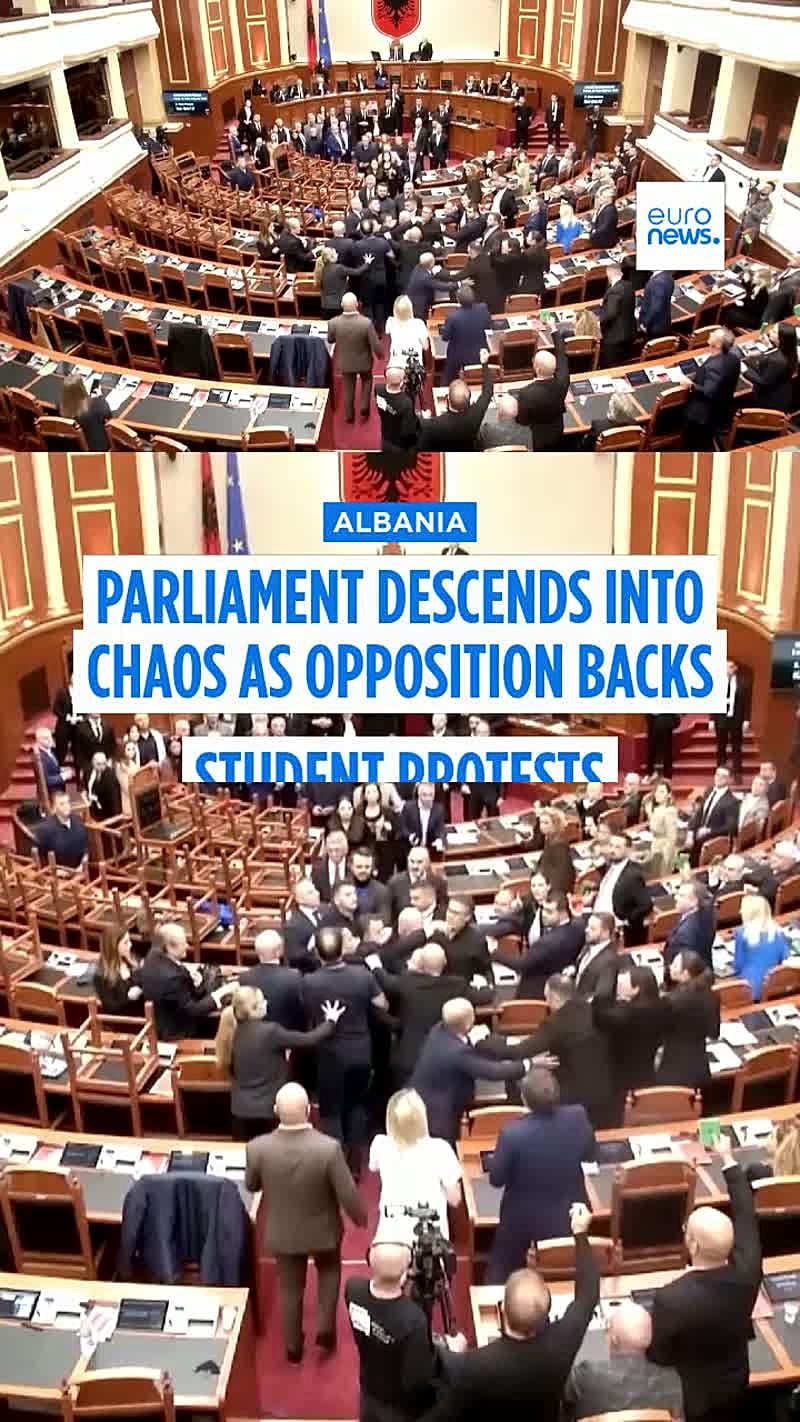 Albanian opposition and ruling party lawmakers scuffle in parliament ...