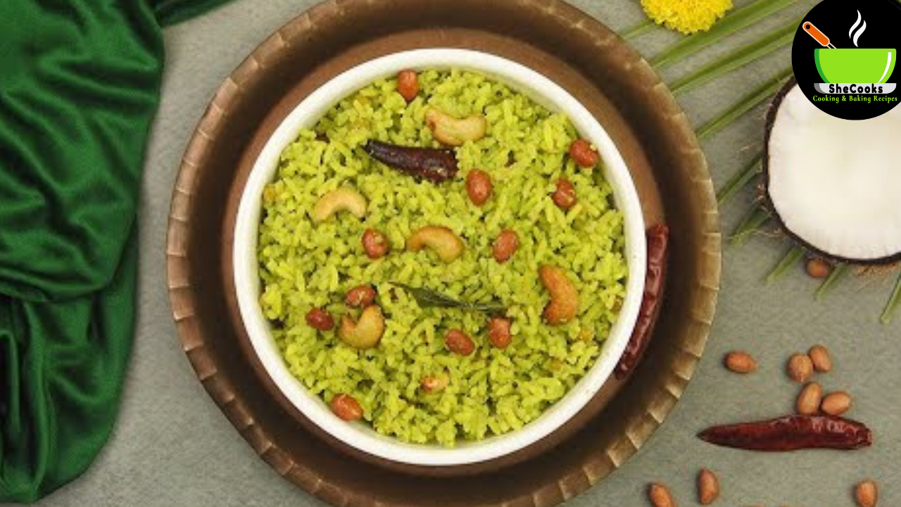 Easy coconut puliyogare rice recipe for lunch boxes