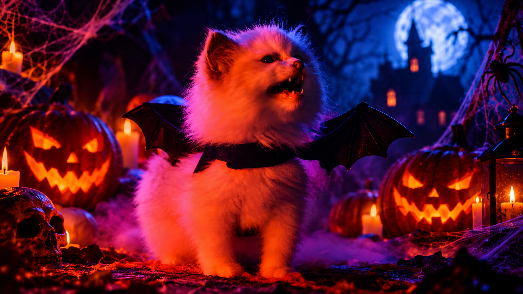 Kittens vs. ghost Halloween edition