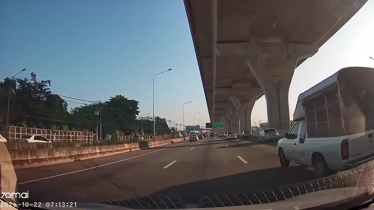 Rock falls from motorway flyover landing on car below