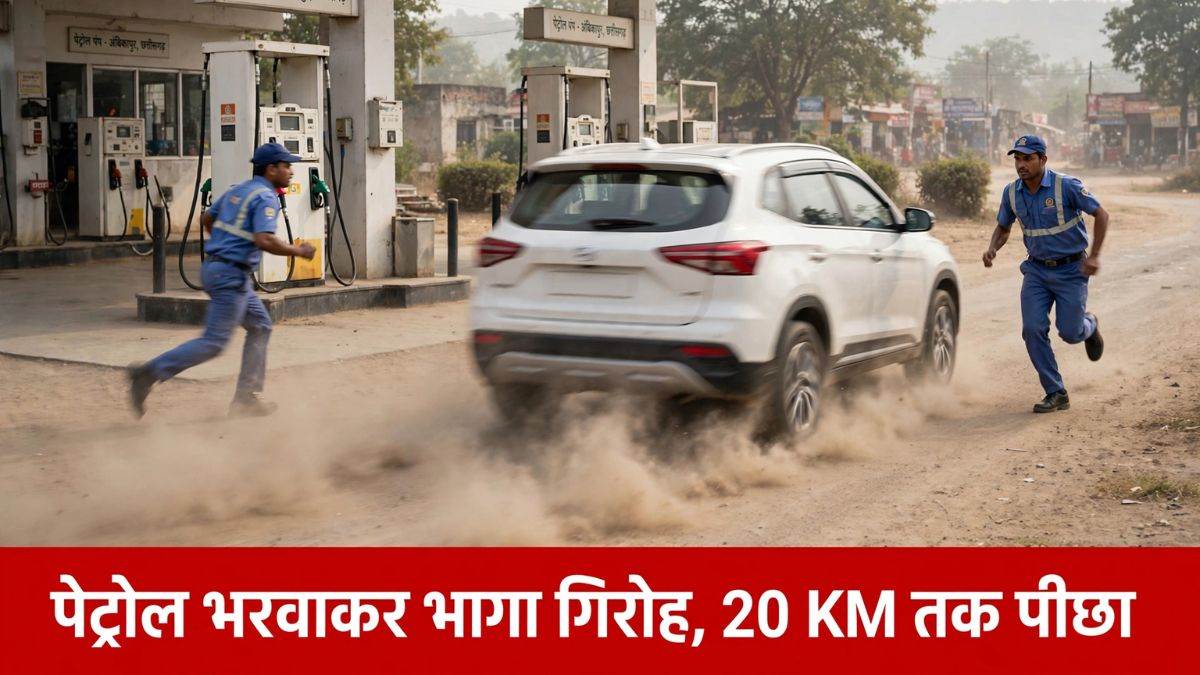 अंबिकापुर में पेट्रोल पंप टैंक फुल कराया फिर बिना पैसे दिए भागे ...