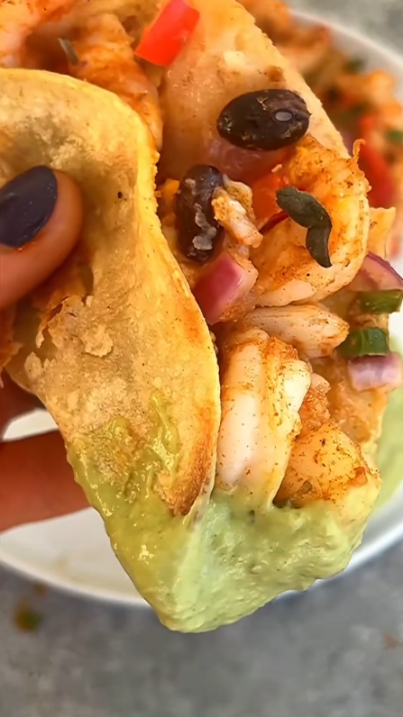 Crispy cumin-spiced shrimp taco-dillas with bold flavors