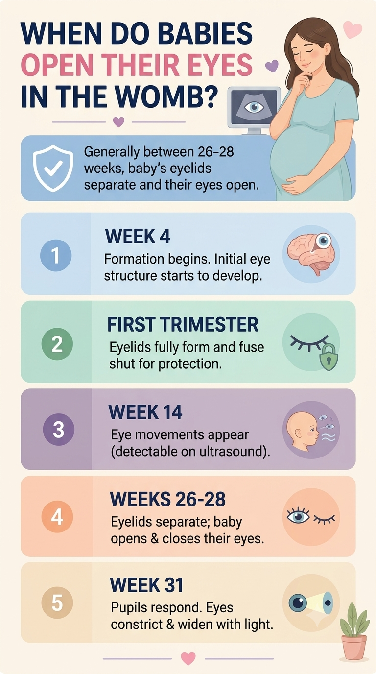 Does the baby open its eyes in the womb?