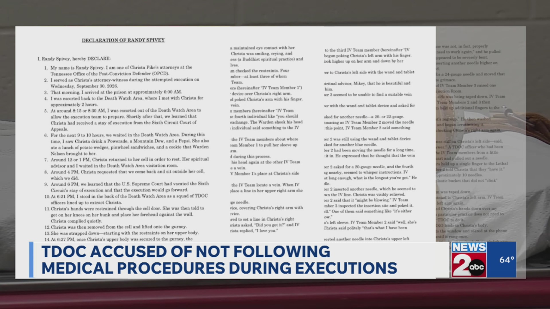 TDOC accused of not following medical procedures during executions
