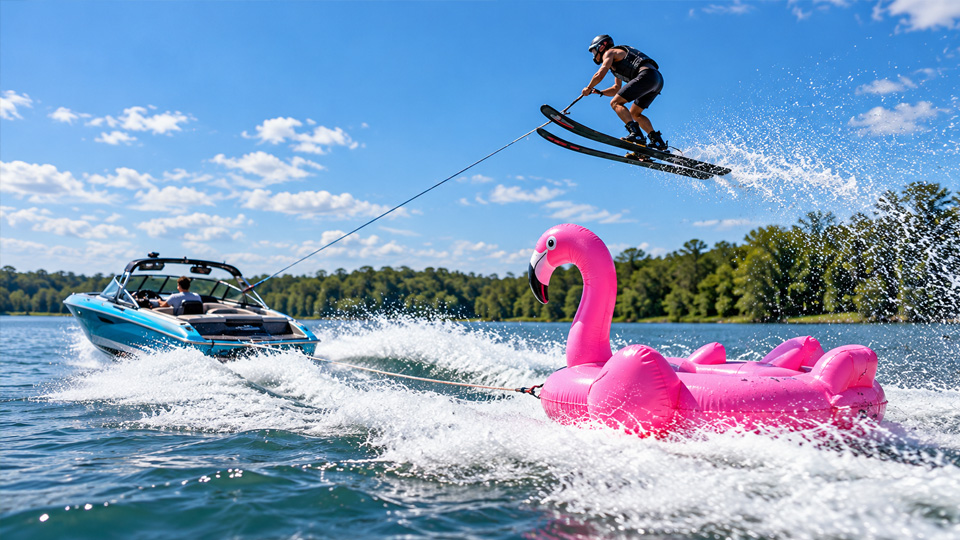 High speed waterski jump delivers incredible action