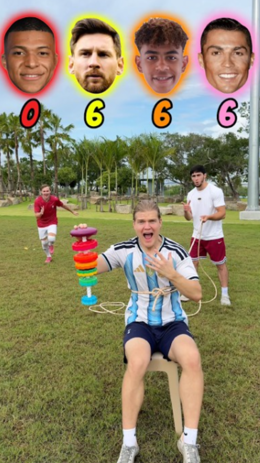 The unexpected twist in this falling discs football challenge