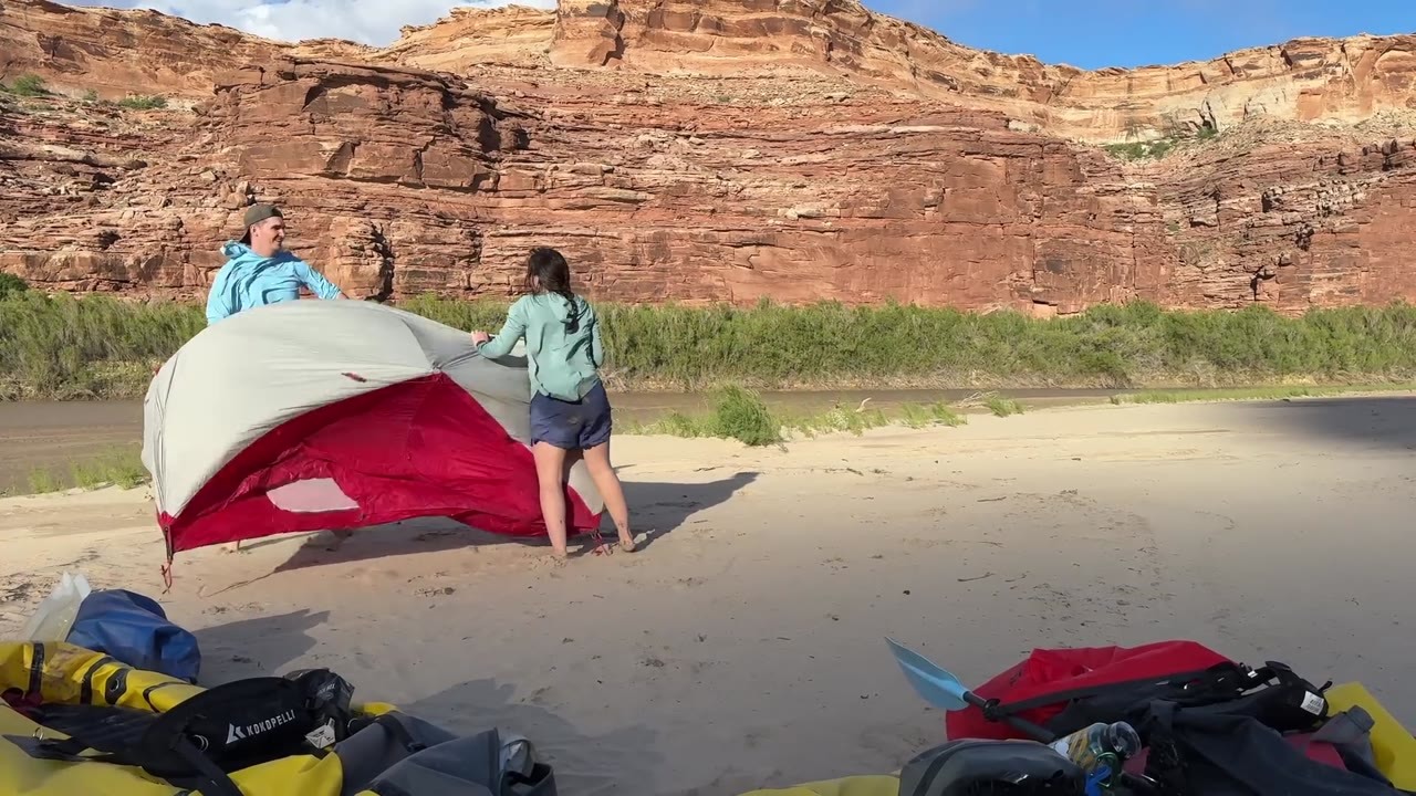 Their tent was shaking in the wind - and their gear could have blown away