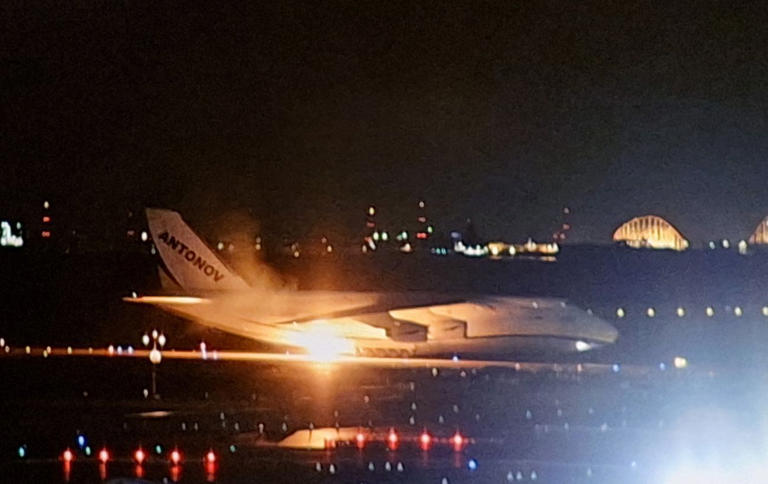 Photo: A Ukrainian An-124 Ruslan caught fire at Chubu Airport in Japan (screenshot from a FL360aero video)