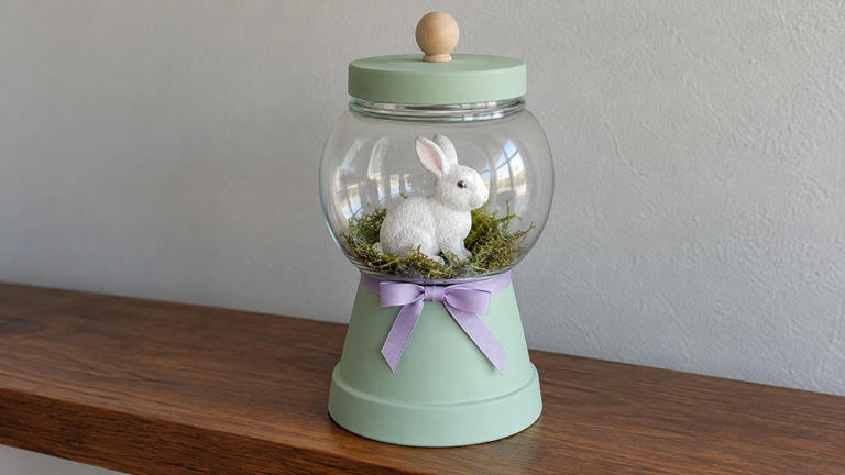 Make a bunny gumball machine decoration for spring