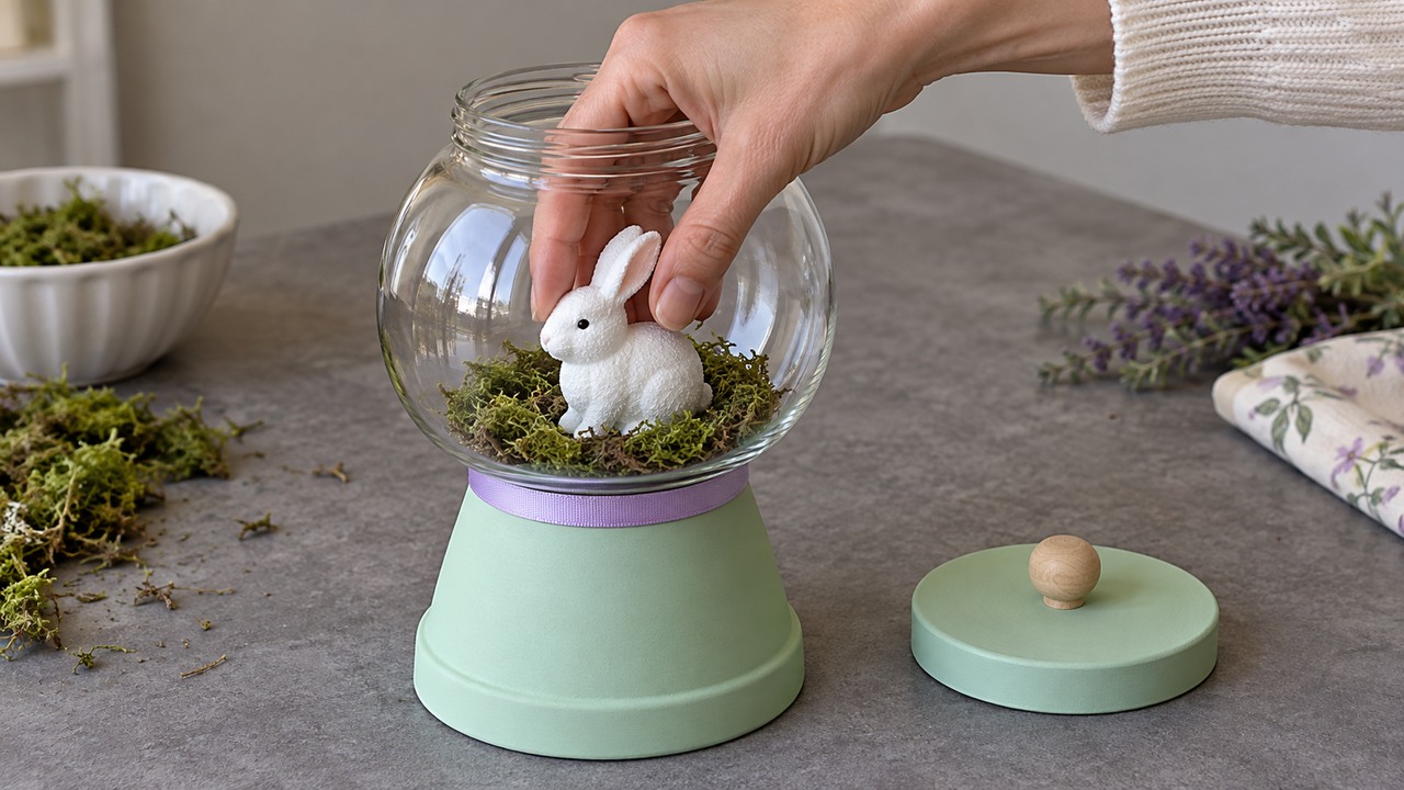 Make a bunny gumball machine decoration for spring
