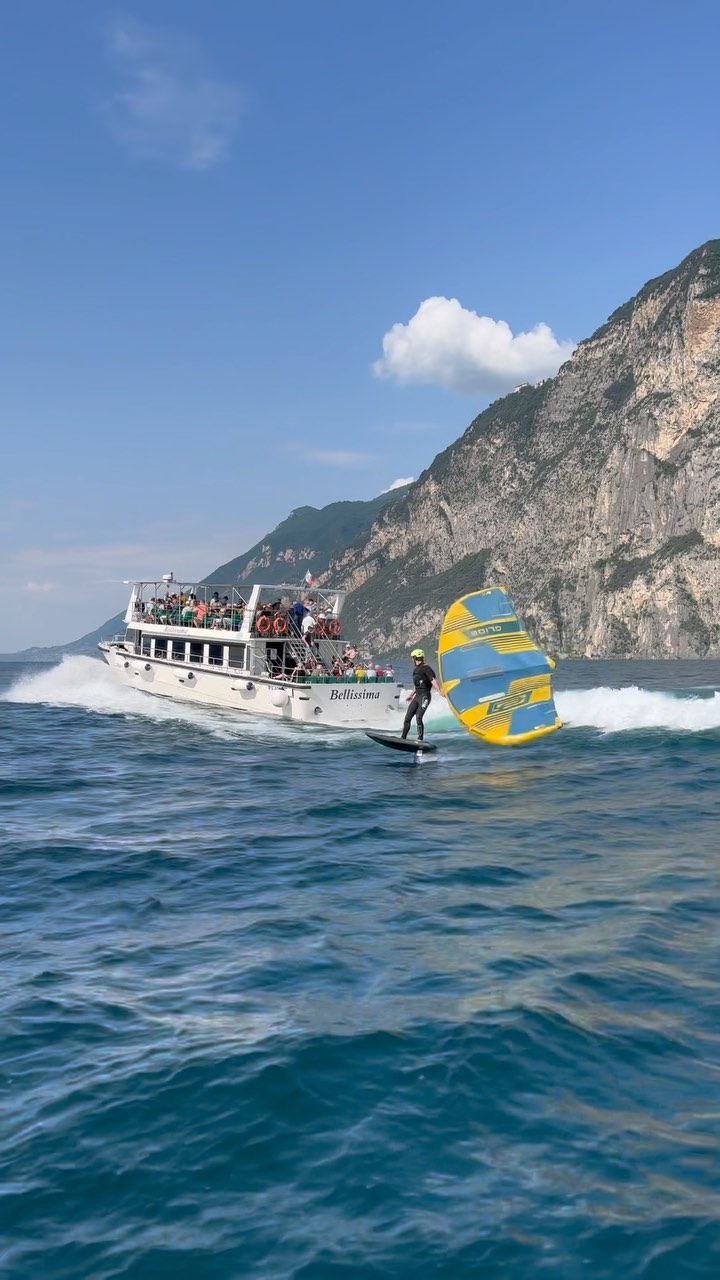 Hydrofoil race training on Lake Garda