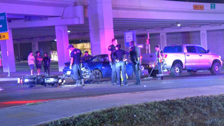 Motorcyclist arrested on suspicion of DWI after crashing into stopped ...