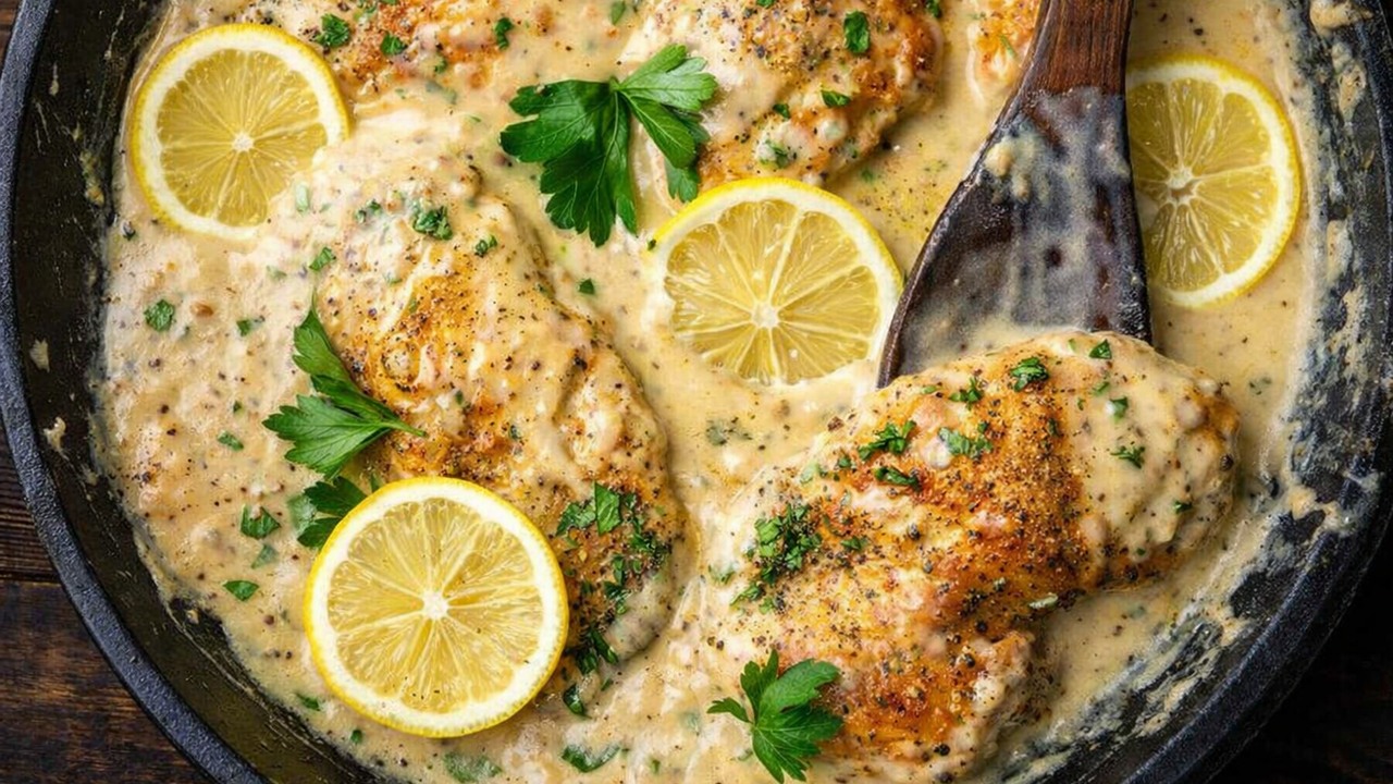 Creamy lemon pepper chicken under 30 minutes