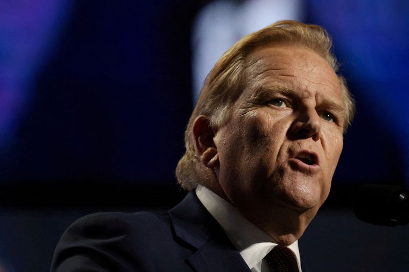 FILE PHOTO: Republican Mike Rogers of Michigan, a candidate for the U.S. Senate in the November 3 midterm elections, speaks at the Republican National Midterm Convention in Dallas, Texas, U.S., September 10, 2026. REUTERS/Jessica Koscielniak/File Photo