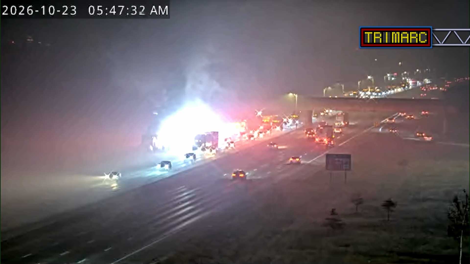 Semi catches fire on I-65 South, causing major backups
