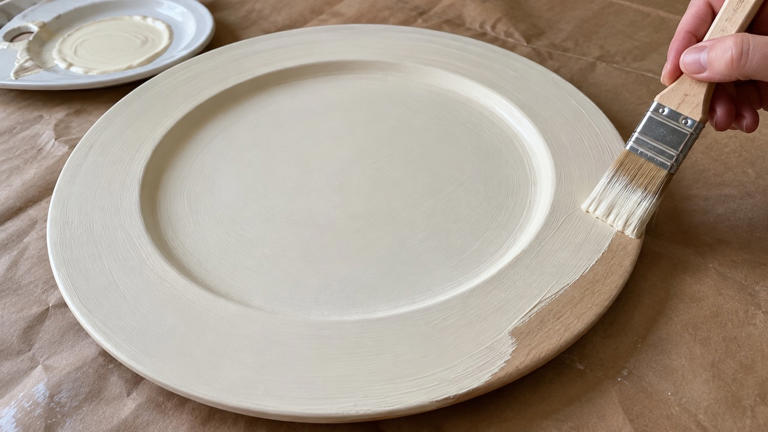 How to decorate wooden charger plates with paint splatter