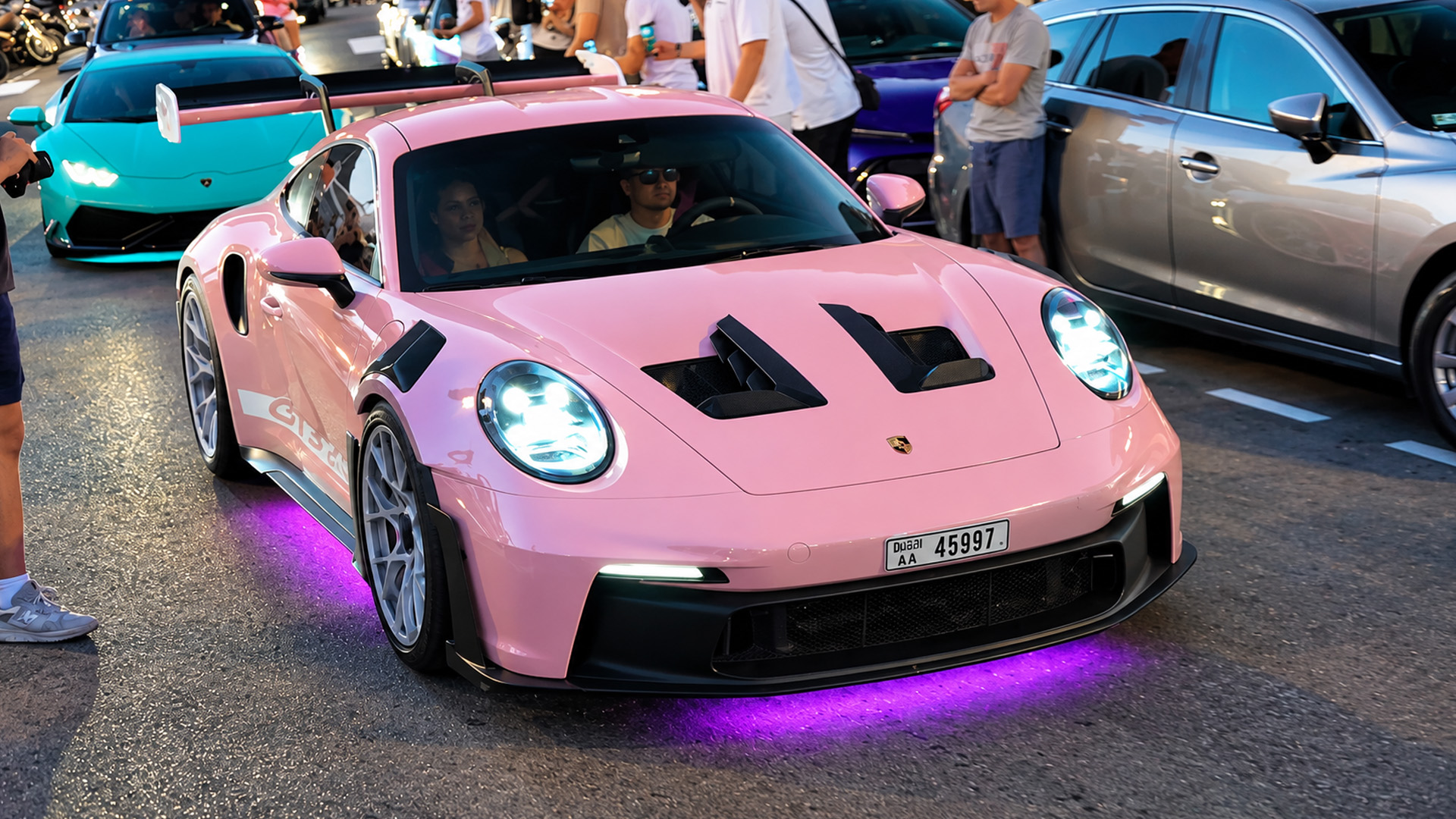 Porsche GT3 RS with underglow turns heads in Monaco