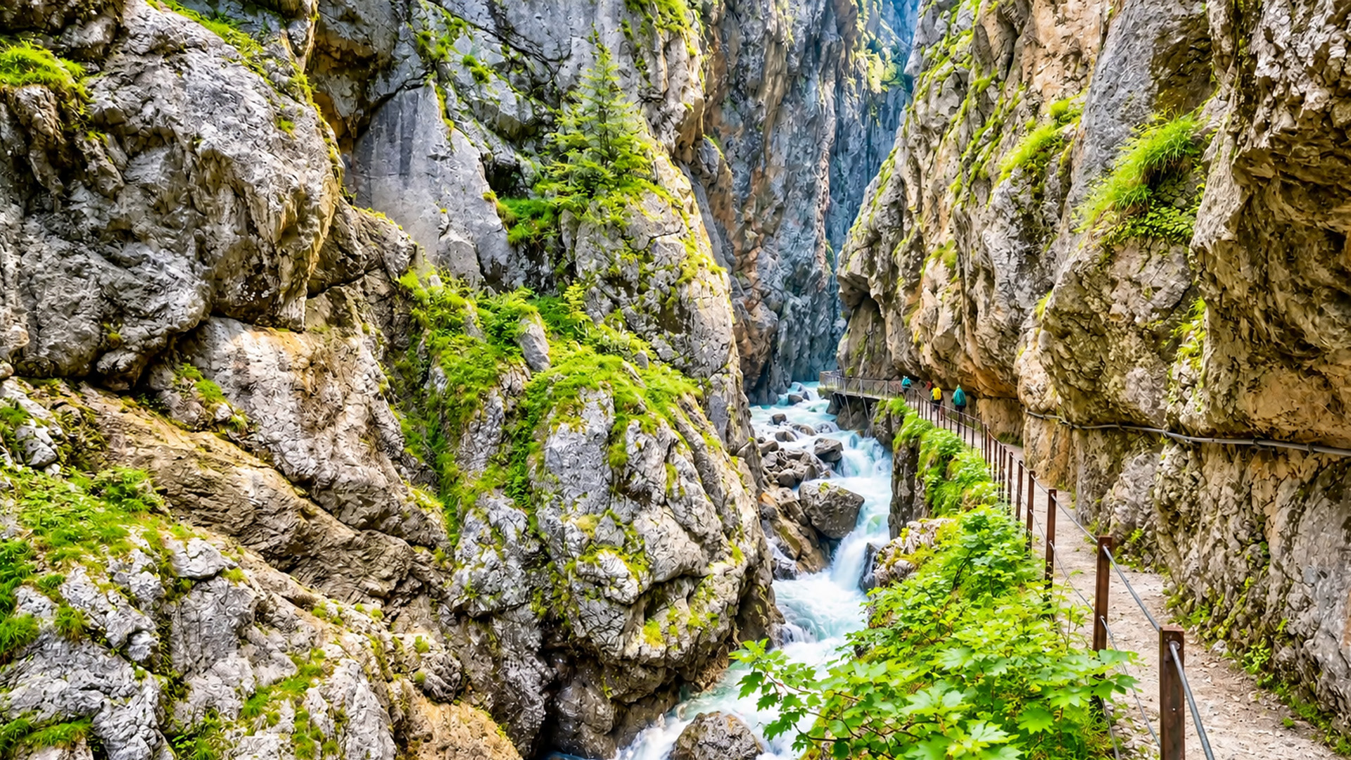 Höllentalklamm Germany scenic gorge walk through wild water (4K)