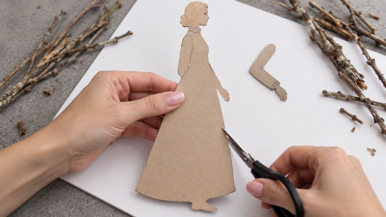 How to make a twig dress collage with cardboard