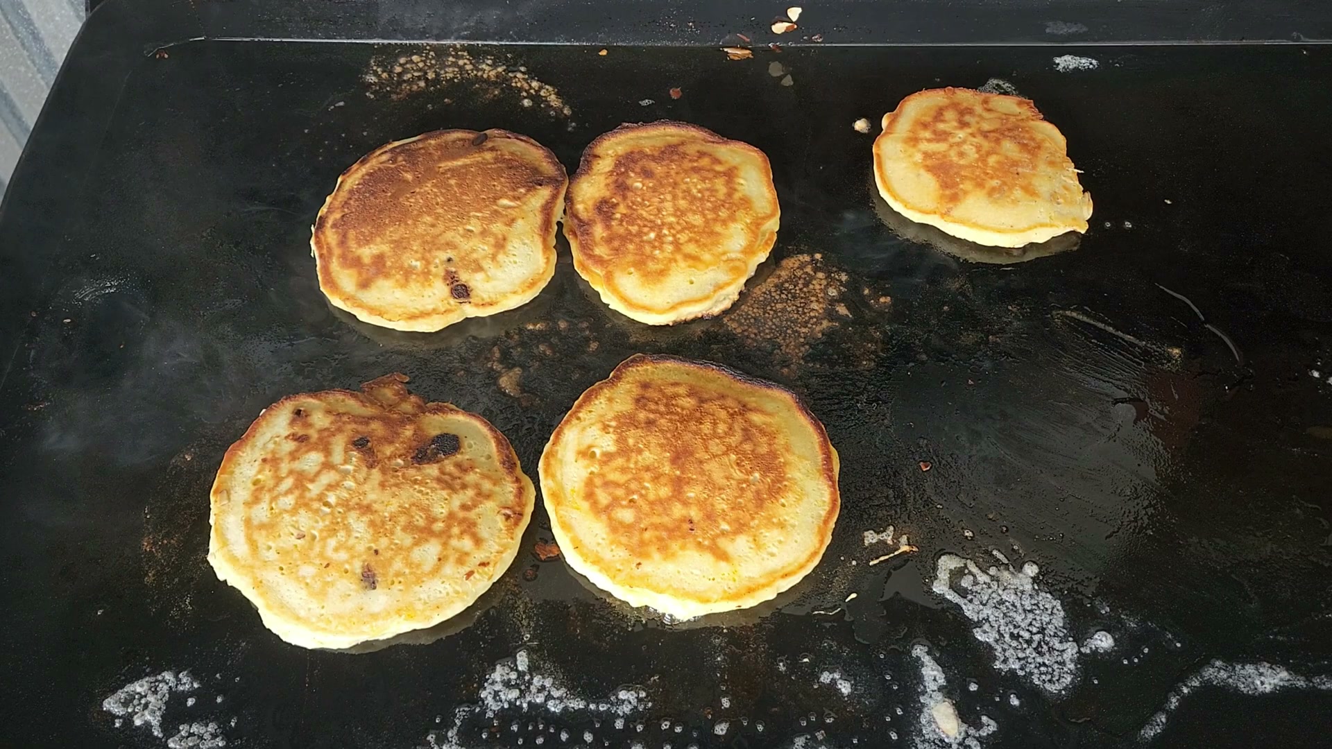 3 flavored pancake recipes on a Pit Boss griddle
