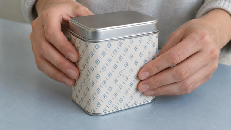 How to turn an old tea tin into pretty kitchen storage