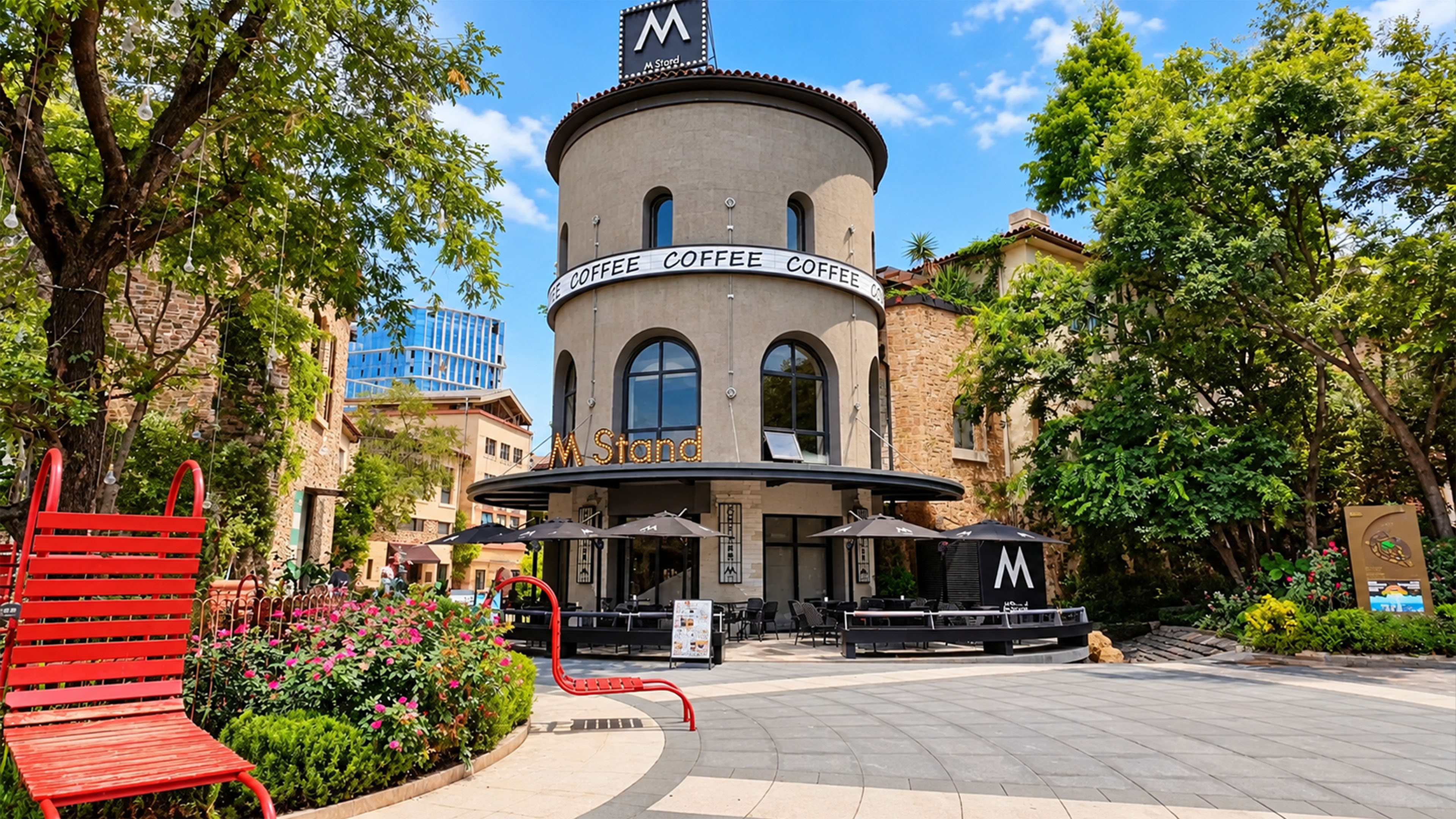 This round coffee tower looks like it belongs in Europe