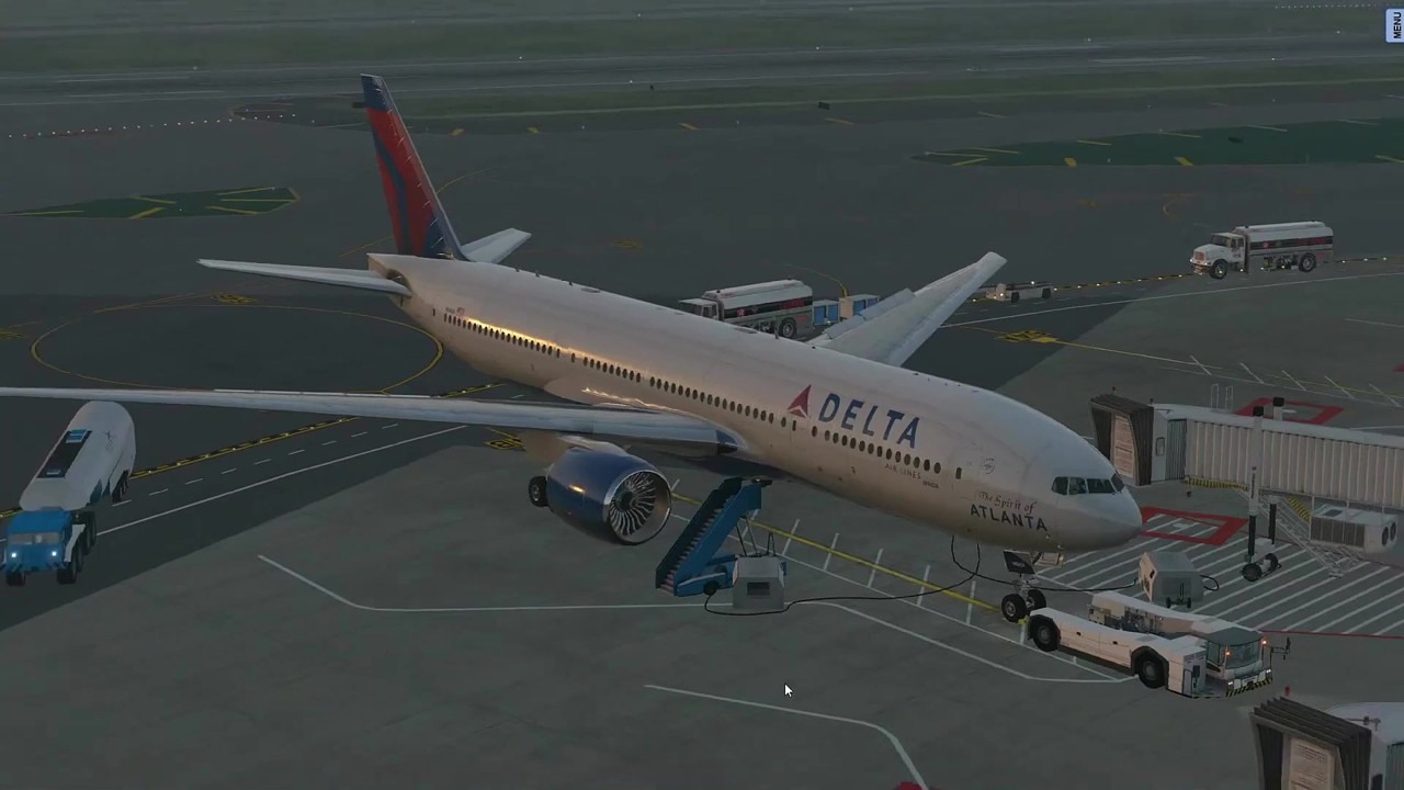 Delta Boeing 777-200LR pushback in X-Plane 11