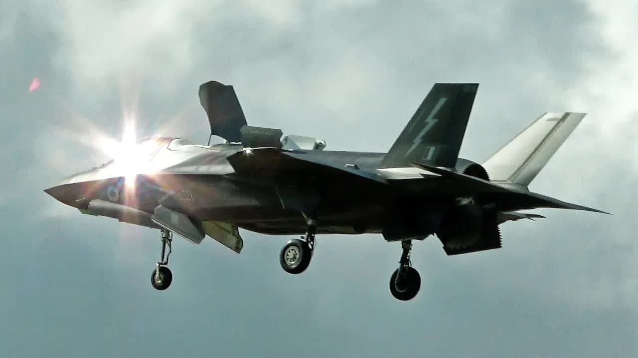 Watch the RAF F-35B Lightning II hover in midair - its engine holds the ...