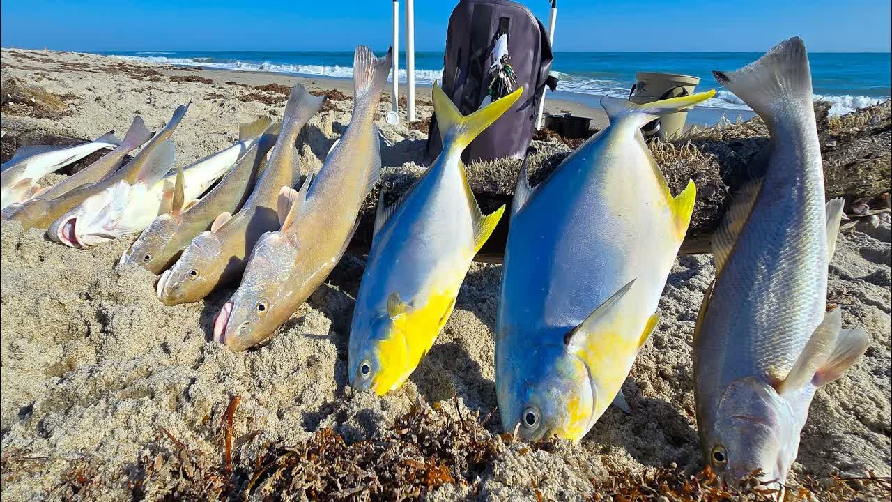 An angler targets pompano and whiting for dinner from a Florida beach