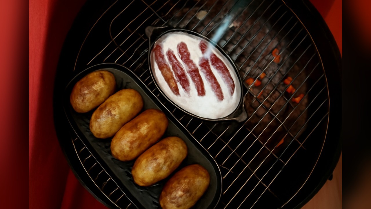 Baked potato bacon dogs replace the hotdog roll