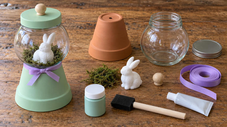 Make a bunny gumball machine decoration for spring
