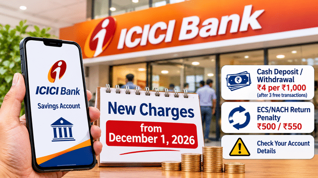 ICICI Bank revises savings account charges from December 1, 2026: Check ...