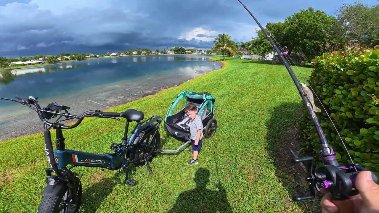 2-year-old goes bass fishing with dad