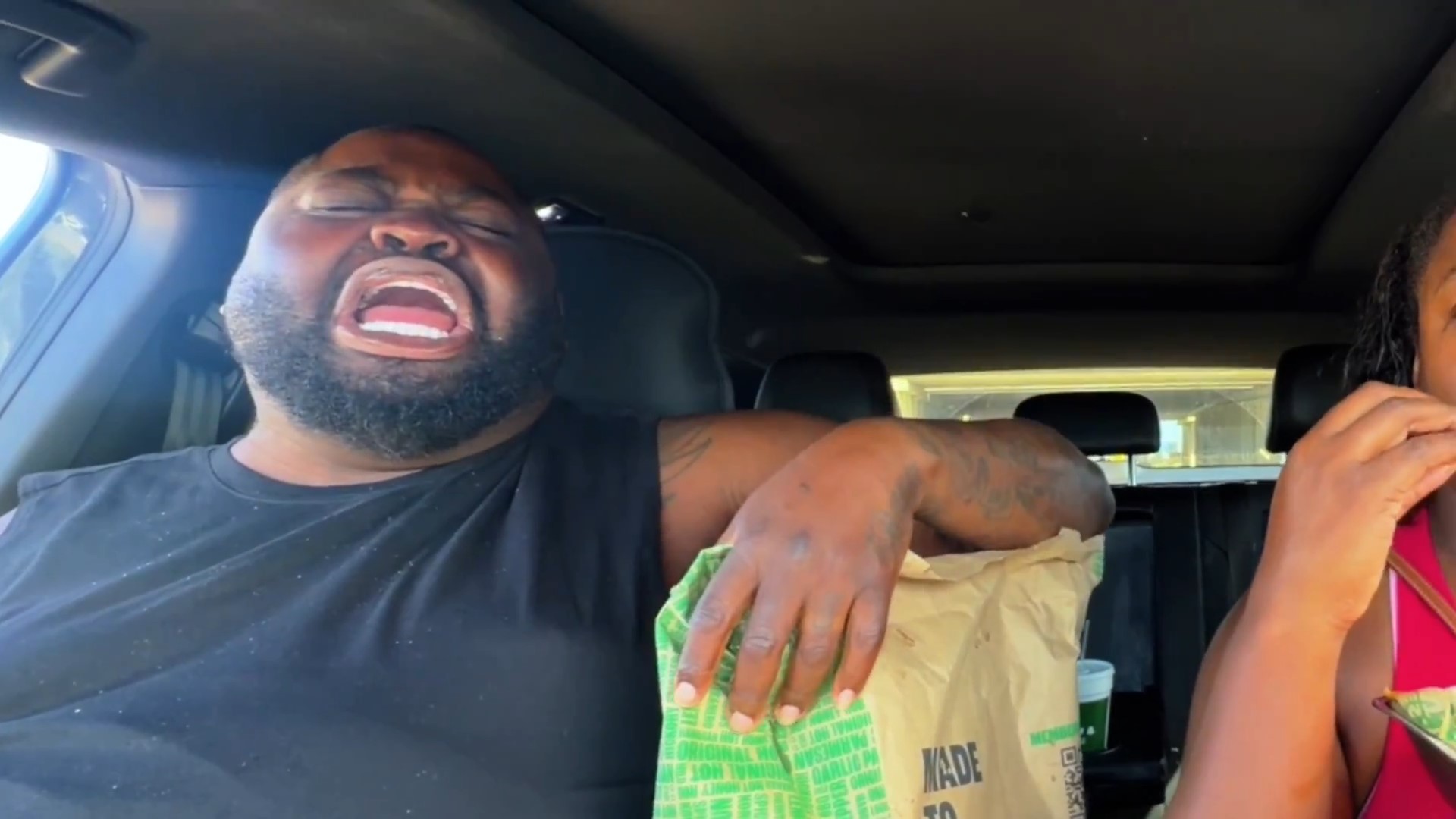 Husband's squinting reaction to his suddenly sour soda