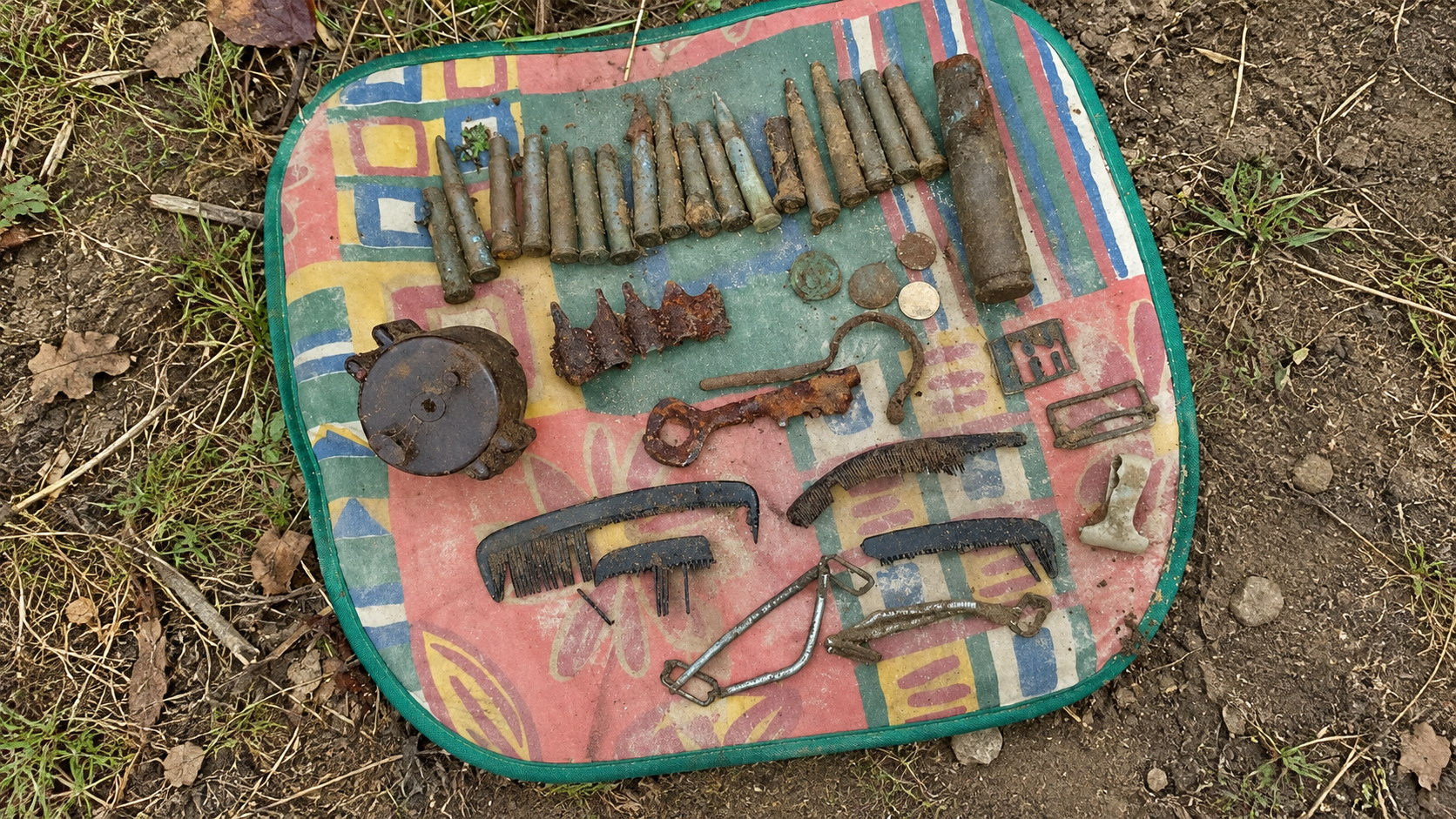 A forgotten German woodland dump pit revealed World War II relics