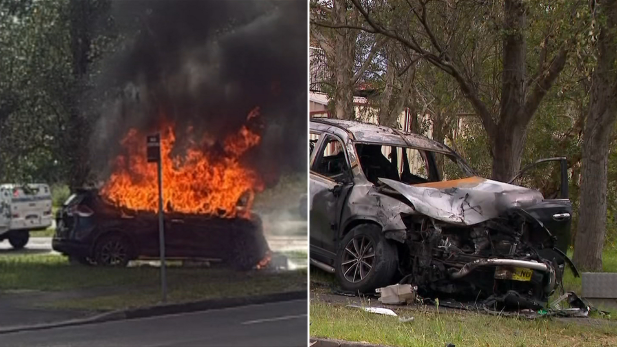 Man charged after fiery crash following police pursuit in Sydney’s ...
