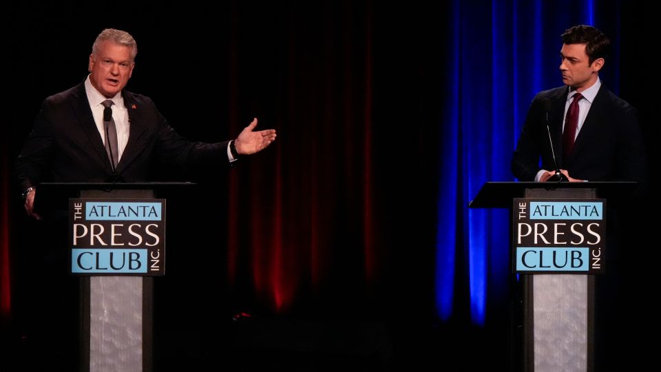 Rep. Collins speaks during a televised debate with Sen. Jon Ossoff in Atlanta on October 13. - Mike Stewart/AP