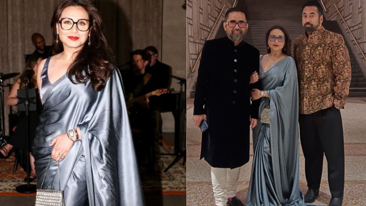 Rani Mukerji turns heads in a metallic grey saree at Sabyasachi's ...