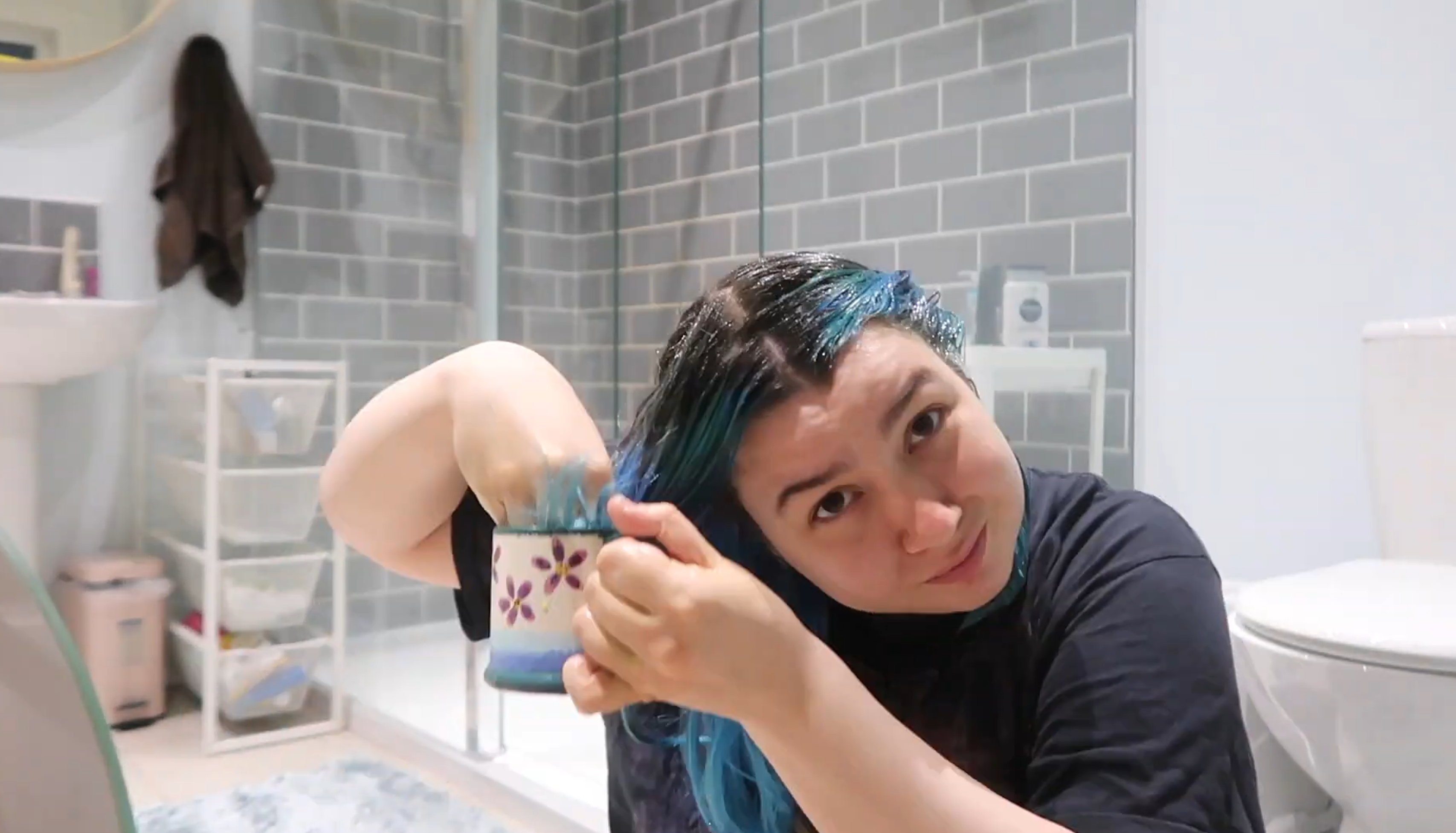 She tried everything to get rid of her blue hair dye