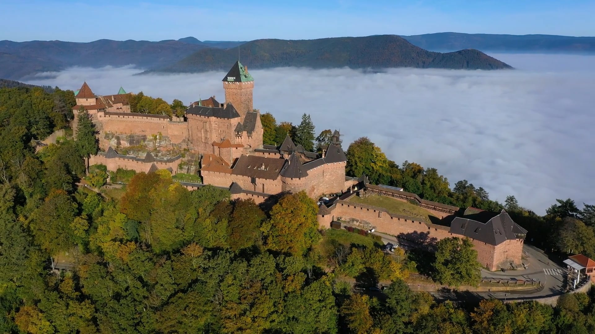 Alsace, France: Drone captures rolling vineyards and countryside