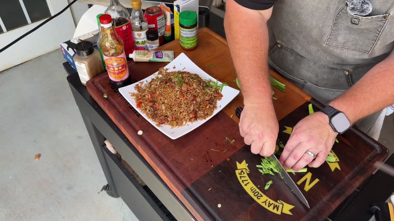 Pork fried rice on the Blackstone - live fried rice cook-along