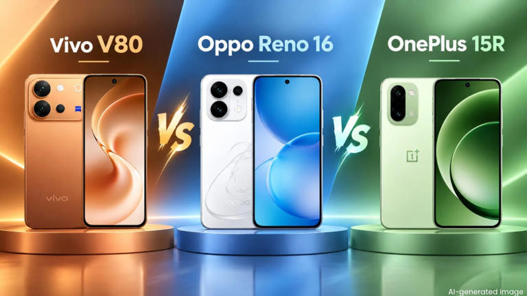 Vivo V80 vs Oppo Reno 16 vs OnePlus 15R: Price in India, camera ...