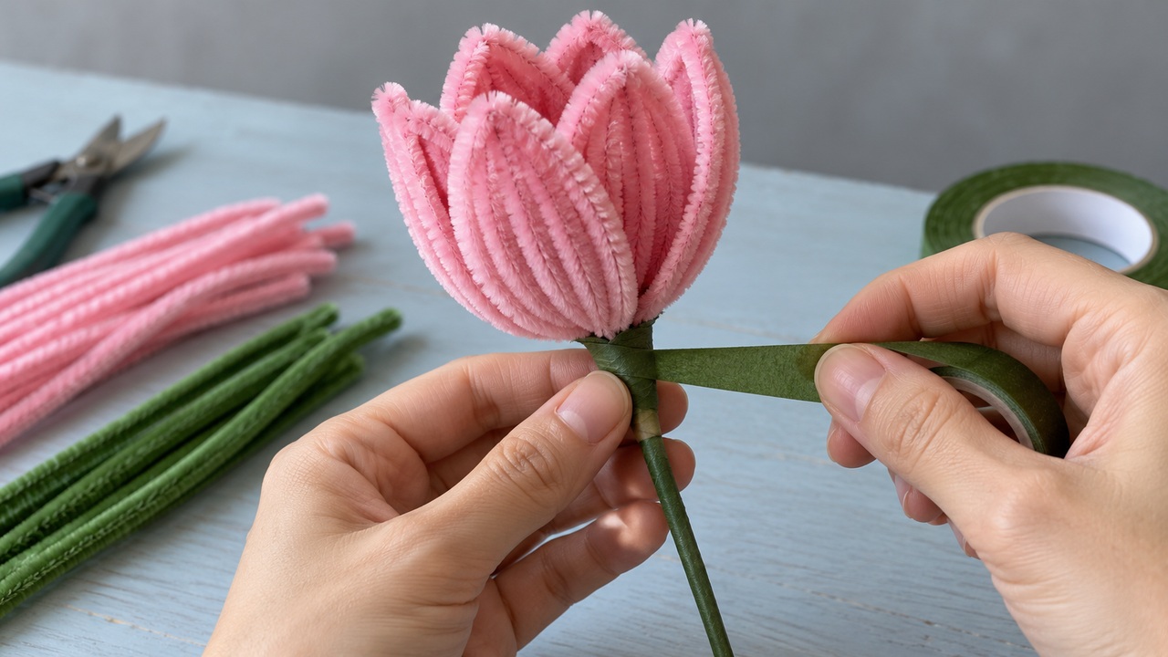 How to make a pipe cleaner tulip with layered petals